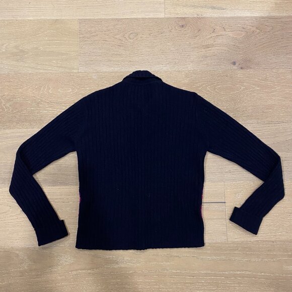 Black Floral Cardigan with Collar - Picture 2 of 4